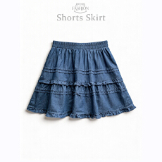 批发实拍松紧高腰宽松甜美芭蕾风牛仔<b class='q'>短裙</b>荷叶边A字蓬蓬蛋糕<b class='q'>半身裙</b>女