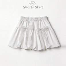 批发实拍云朵蝴蝶结半身裙女夏季灯笼蓬蓬裙a字显瘦<b class='q'>白色</b>短<b class='q'>裙子</b>灯笼裙