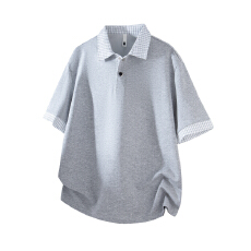 批发ALLIN夏季新款撞色格子<b class='q'>翻领</b> Polo 衫 <b class='q'>男士</b>休闲透气短袖上衣