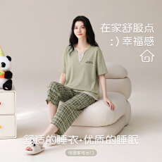 批发女士纯棉睡衣批发短袖七分裤