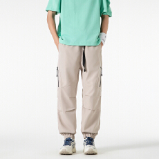 批发<b class='q'>美式</b>复古工装裤男款春秋季男士宽松直筒束脚<b class='q'>休闲</b>户外运动冲锋裤