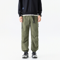 批发<b class='q'>美式</b>复古工装裤男款春秋季男士宽松直筒束脚<b class='q'>休闲</b>户外运动冲锋裤