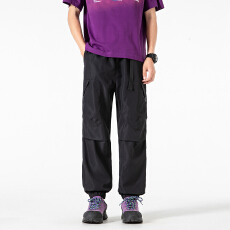 批发<b class='q'>美式</b>复古工装裤男款春秋季男士宽松直筒束脚<b class='q'>休闲</b>户外运动冲锋裤