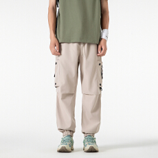 美式束脚工装长裤男士秋季宽松休闲直筒户外运动百搭冲锋裤