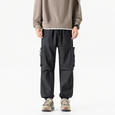 美式束脚工装长裤男士秋季宽松休闲直筒户外运动百搭冲锋裤