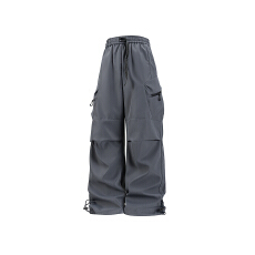 男装美式复古机能多口袋绑绳工装裤男潮牌痞帅宽松休闲长裤子