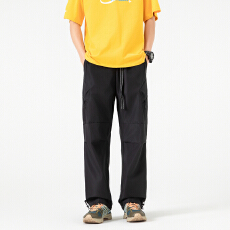 男装美式复古机能多口袋绑绳工装裤男潮牌痞帅宽松休闲长裤子