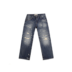 批发赤耳丹宁红边直筒裤男女同款