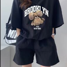 批发韩版<b class='q'>运动服</b>套装女夏季2026<b class='q'>新款</b>短袖短裤校园风可爱少女跑步两件