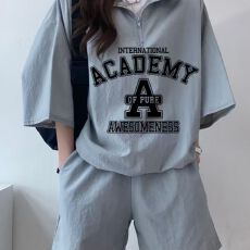 批发韩版<b class='q'>运动服</b>套装女夏季2026<b class='q'>新款</b>短袖短裤校园风可爱少女跑步两件