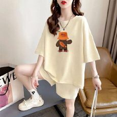 批发韩版学生圆领休闲两件套夏季韩版<b class='q'>运动</b>套装<b class='q'>女</b>短袖<b class='q'>短裤</b>宽松显瘦