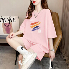 批发韩版学生圆领休闲两件套夏季韩版<b class='q'>运动</b>套装<b class='q'>女</b>短袖<b class='q'>短裤</b>宽松显瘦