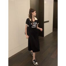 批发长款捻丝220克POLO<b class='q'>连衣裙</b>女收腰2026夏季新款微胖大码印花