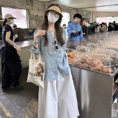 批发韩版新款春秋长袖气质简约韩系棉麻宽松衬衫上衣女