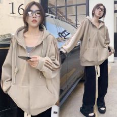 秋冬新款美式复古宽松百搭长袖上衣潮加绒加厚连帽卫衣外套女