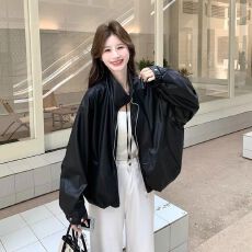 批发黑色皮衣外套女秋季2026新款复古风甜酷<b class='q'>百搭</b>立领拉链PU皮夹克上衣