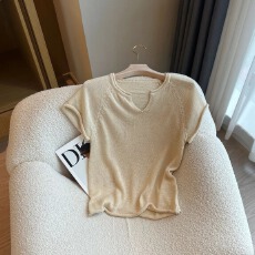 批发针织上衣短袖薄款夏天凉快百搭