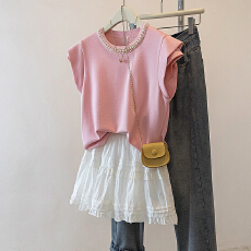 批发实拍-夏装搭配女装纯欲甜妹减龄高级钉珠设计感显瘦修身上衣裙子