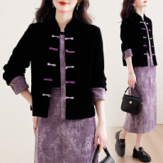 批发现大码mm巨显瘦套装女装2026春秋季新中式盘扣上衣半身裙两件套