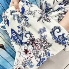 夏季高腰弹力妈妈九分裤薄款灯笼裤带兜束脚裤女士裤