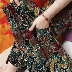 春夏季薄款宽松束脚冰丝灯笼裤宽松舒适有口袋花色休闲长裤女