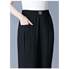 批发<b class='q'>女裤</b>春秋薄款外穿裤子两侧带兜直筒裤<b class='q'>中老年</b><b class='q'>女裤</b>格子裤女