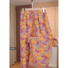 时尚夏季休闲透气薄款高级女士中式百搭阔裤子碎花休闲裤妈妈