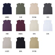 批发180克迪桑棉涤纶索罗娜有缝后包领宽松坎肩背心无袖T恤光版三本针