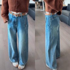 批发大码复古蓝色<b class='q'>牛仔裤</b>女春季胖mm梨形身材宽松高腰显瘦<b class='q'>直筒</b>阔腿裤子