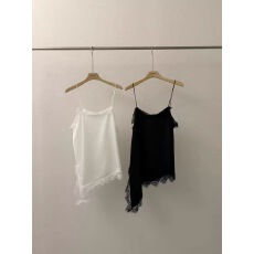 批发2026 韩国东大门百搭裙春夏款蕾丝花边拼接不规则吊带<b class='q'>背心</b>