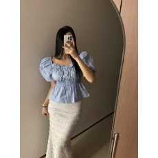 批发2026 韩国东大门百搭衬衣春夏款时尚百搭收腰<b class='q'>泡泡袖</b>衬衫