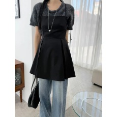 批发chic 韩版夏季<b class='q'>时尚</b>复古露背系带收腰叠穿内搭外穿吊带背心连衣裙