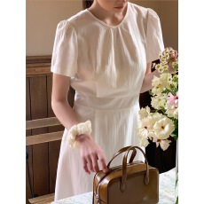 批发chic <b class='q'>韩国</b>夏季法式优雅气质圆领露背简约休闲<b class='q'>连衣裙</b>