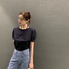批发韩国chic洋气时尚极简风经典纽扣翻领<b class='q'>短袖</b>西装<b class='q'>外套</b>上衣女