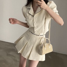 批发已出 <b class='q'>韩国</b>chic 小香风短外套高腰半身裙 粗花呢<b class='q'>套装</b>