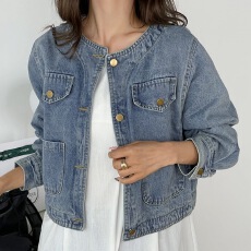 批发四季新款设计感小众韩版休闲百搭牛仔长袖袖短外套<b class='q'>上衣</b>女