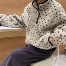 批发秋冬chic<b class='q'>韩国</b>小众羊羔毛爱心波点撞色保暖休闲宽松长袖<b class='q'>卫衣</b>外套女