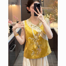 批发欧货2026夏季新款背心女新中式重工蕾丝宽松百搭时尚洋气气质上衣