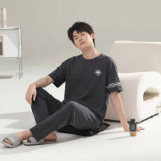 批发纯棉睡衣<b class='q'>男士</b>夏季<b class='q'>短袖</b>长裤青少年休闲可外穿加大码宽松家居服套装