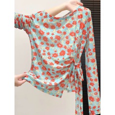 批发法式<b class='q'>长袖</b>碎花<b class='q'>衬衫</b>女士2026春夏新款独特好看漂亮短款防晒开衫上衣