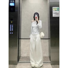 批发【官图天丝螺纹110克】美式复古纯欲风长袖<b class='q'>T</b><b class='q'>恤</b>女时尚百搭薄款上衣