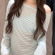 批发【官图天丝螺纹110克】美式辣妹风长袖<b class='q'>T</b><b class='q'>恤</b>女设计感修身显瘦上衣潮