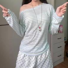 批发【官图天丝螺纹110克】春季新款长袖<b class='q'>T</b><b class='q'>恤</b>女韩版纯欲风时尚百搭上衣