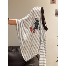 批发【官图蛀虫布】美式复古纯欲风长袖<b class='q'>T</b><b class='q'>恤</b>女设计感小众时尚百搭上衣