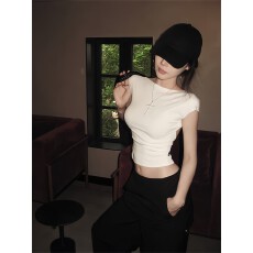 官图酷丝棉夏季新款时尚百搭短袖T恤女设计感修身显瘦上衣ins
