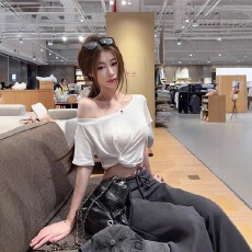 批发【官图人棉螺纹】美式辣妹风短袖T恤女设计感小众时尚纯色上衣ins