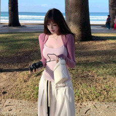 批发【官图人棉随心裁260克】<b class='q'>欧美</b>拼接长袖<b class='q'>T</b><b class='q'>恤</b>女小众设计感潮流上衣潮