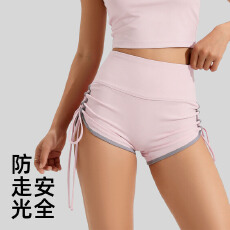 批发新款瑜伽服抽绳运动短裤蜜桃撞色高腰紧身跑步训练健身瑜伽裤女装
