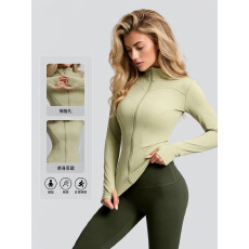 批发秋冬季跨境外穿显瘦紧身长袖瑜伽服女跑步健身运动瑜伽<b class='q'>外套</b><b class='q'>修身</b>女