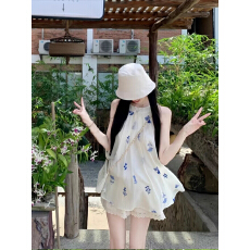 批发少女感新中式挂脖无袖上衣女夏季薄款露肩高级感小清新别致上衣女